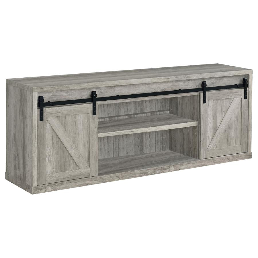 Brockton 2-door Engineered Wood 71-inch TV Stand Grey Driftwood - 723263
