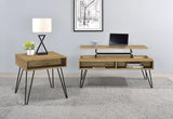 Fanning 2-piece Lift Top Coffee and End Table Set Golden Oak - 723368-S2