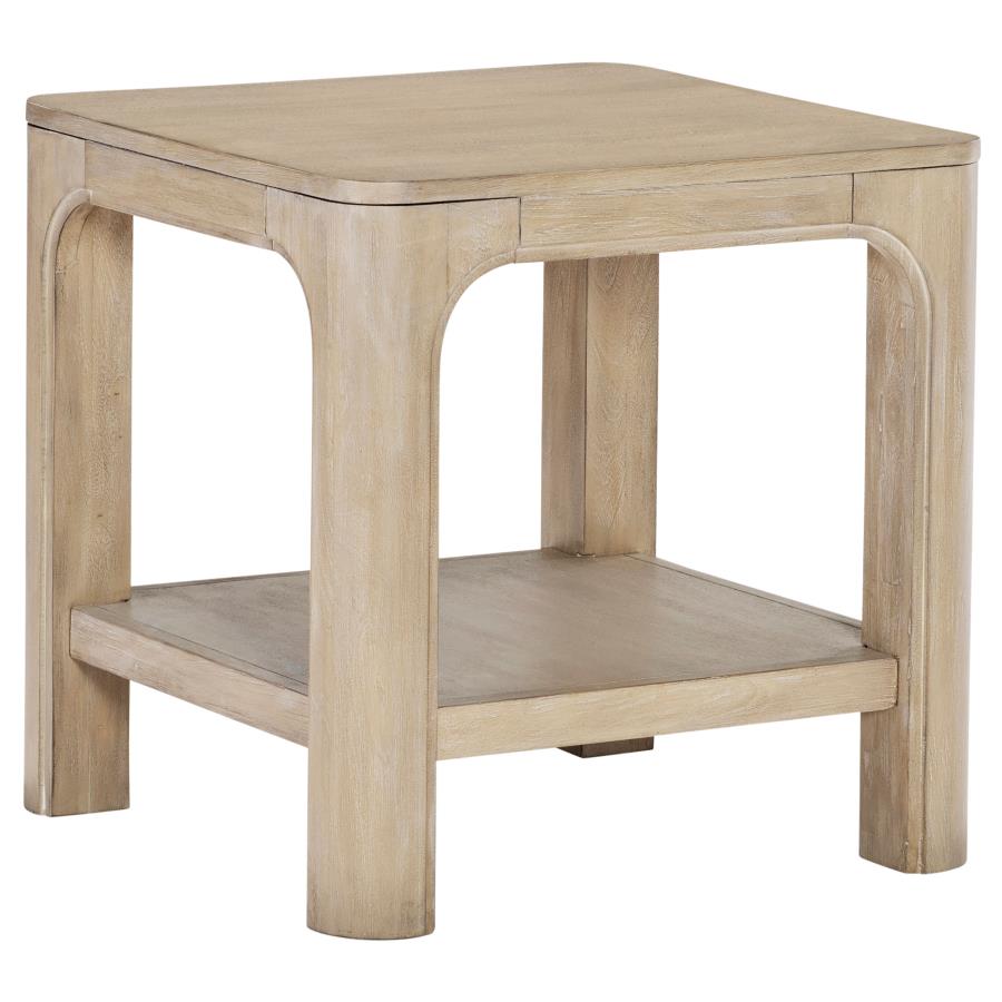 Solano Square Wood Side End Table with Shelf Weathered Mango - 723487