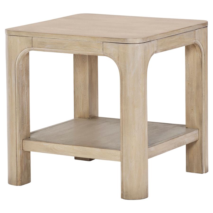 Solano Square Wood Side End Table with Shelf Weathered Mango - 723487
