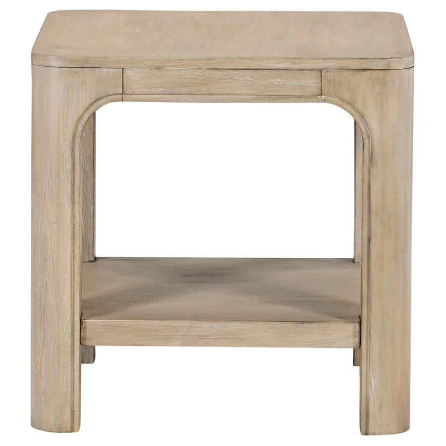 Solano Square Wood Side End Table with Shelf Weathered Mango - 723487