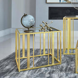 Adri Rectangular Glass Top Side End Table Matte Brass - 723607