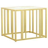 Adri Rectangular Glass Top Side End Table Matte Brass - 723607