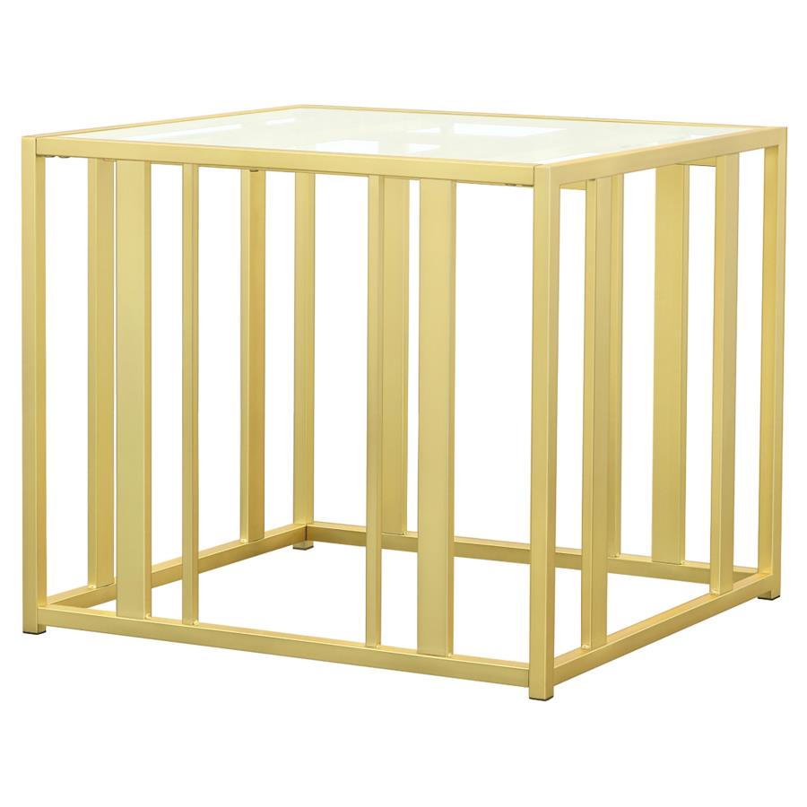 Adri Rectangular Glass Top Side End Table Matte Brass - 723607