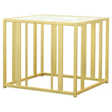 Adri Rectangular Glass Top Side End Table Matte Brass - 723607