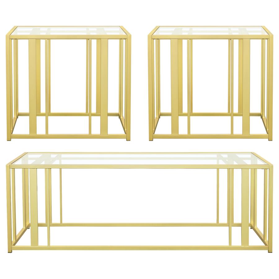 Adri 3-piece Coffee and End Table Set Matte Brass - 723608-S3