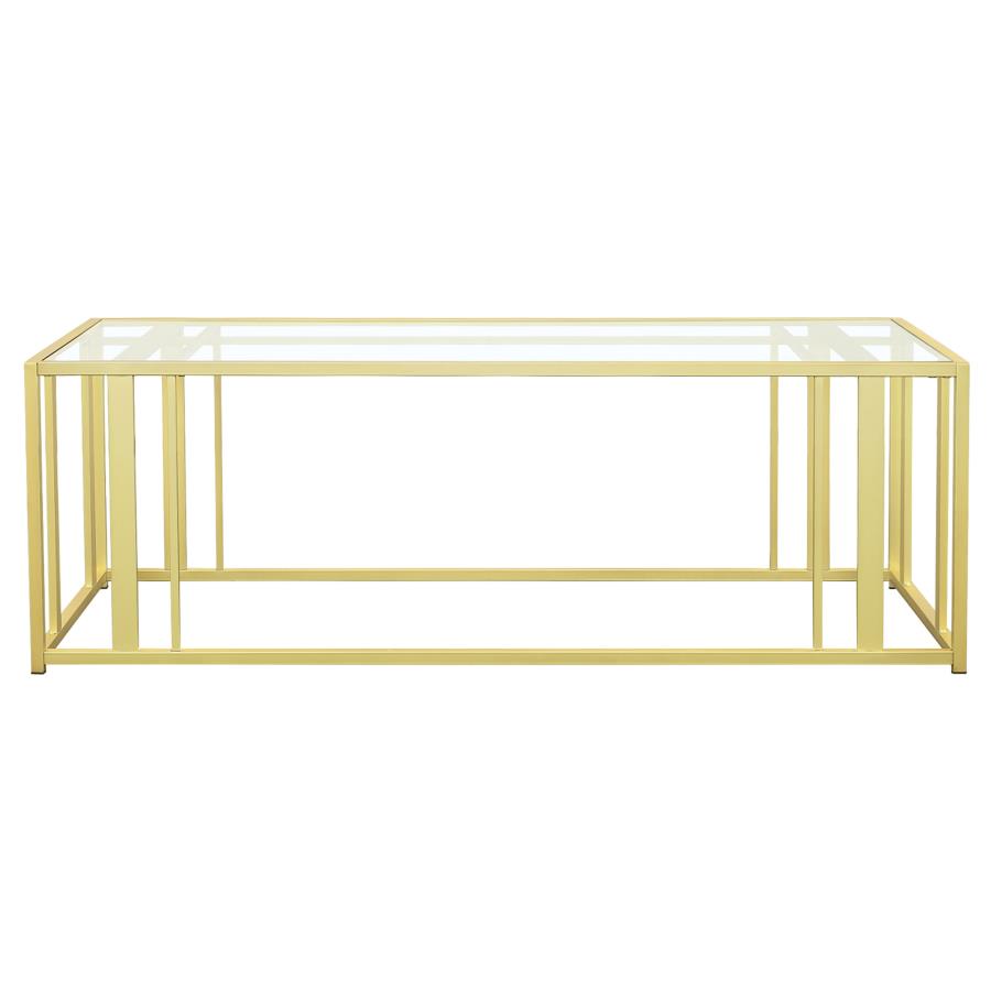Adri Rectangular Glass Top Coffee Table Matte Brass - 723608