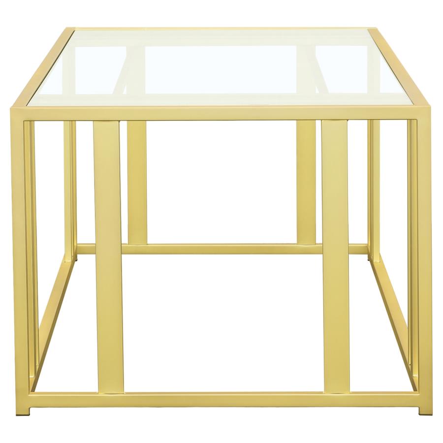 Adri Rectangular Glass Top Coffee Table Matte Brass - 723608