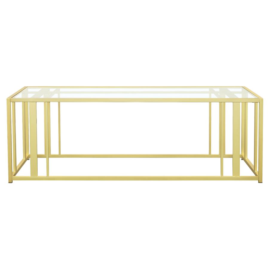 Adri Rectangular Glass Top Coffee Table Matte Brass - 723608