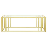Adri Rectangular Glass Top Coffee Table Matte Brass - 723608
