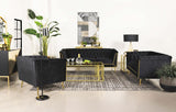 Adri Rectangular Glass Top Coffee Table Matte Brass - 723608