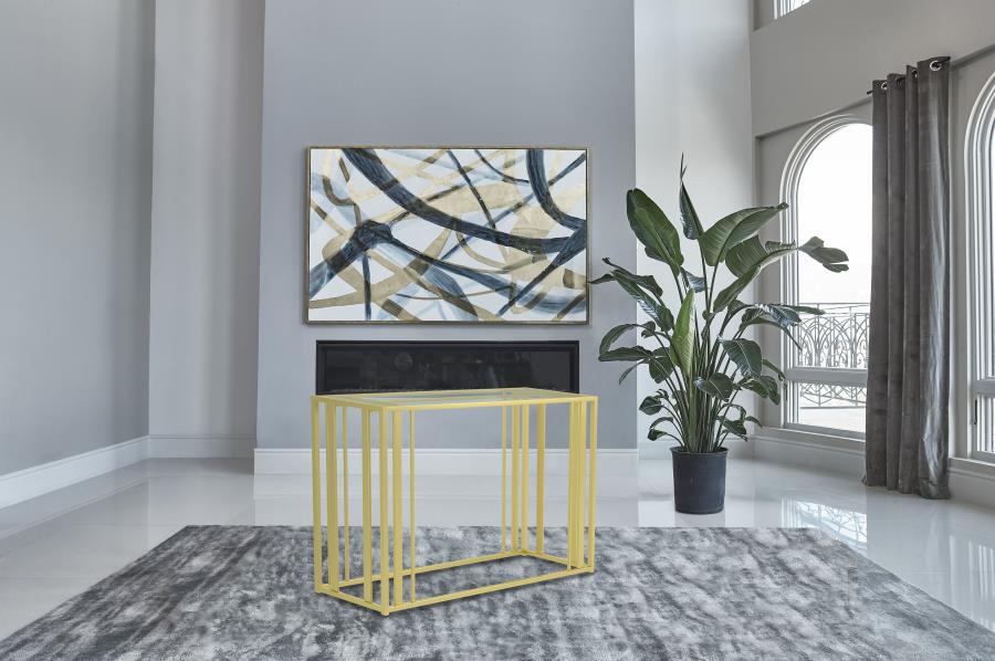 Adri Glass Top Entryway Console Table Matte Brass - 723609