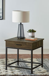 Byers 1-drawer Square Engineered Wood End Table Brown Oak - 723777