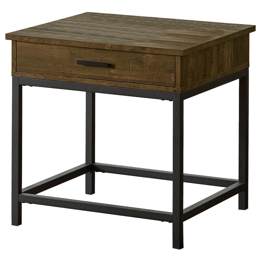 Byers 1-drawer Square Engineered Wood End Table Brown Oak - 723777