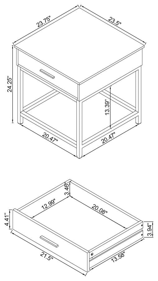 Byers 1-drawer Square Engineered Wood End Table Brown Oak - 723777