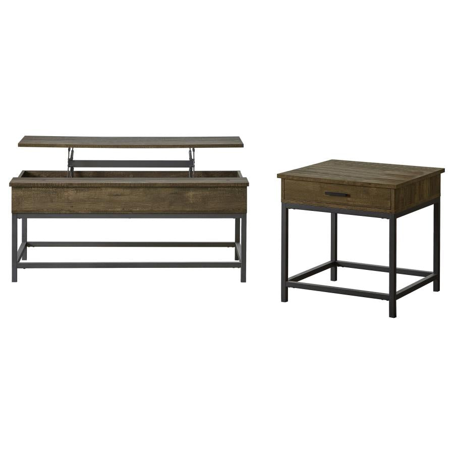 Byers 2-piece Lift Top Coffee and End Table Set Brown Oak - 723778-S2