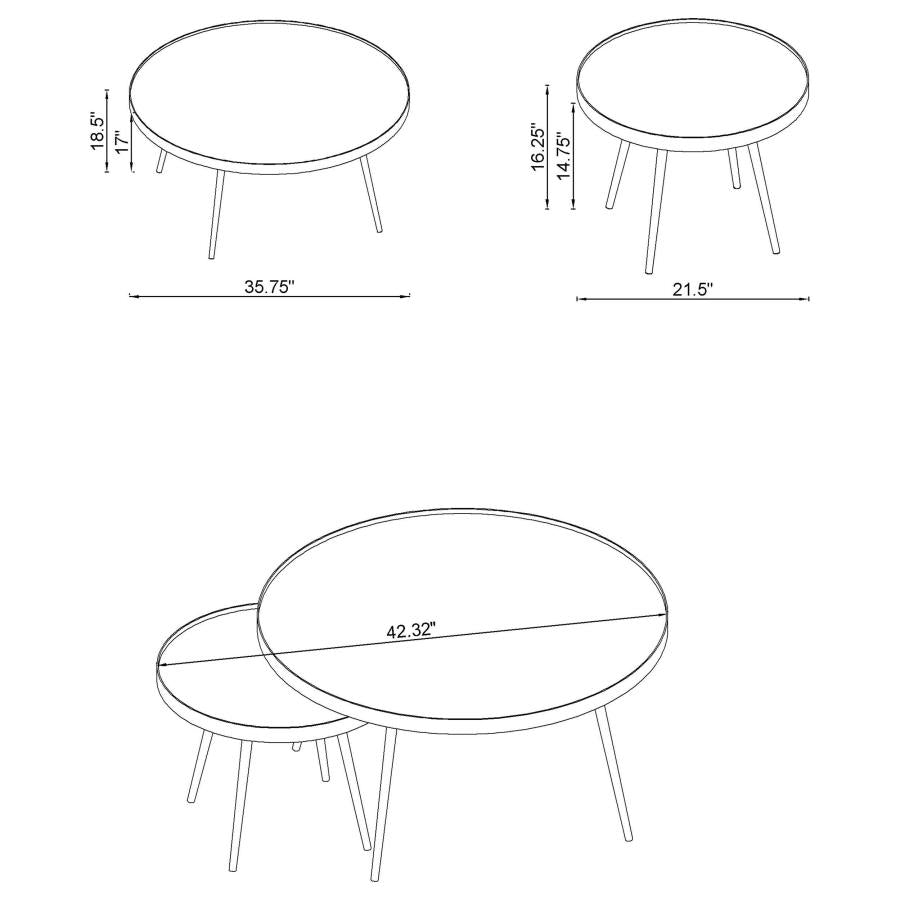 Kaelyn 4-piece Round Coffee and End Table Set Gold - 723918-S3