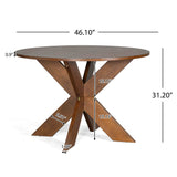 5 Piece Indoor Dining Set, Round Table & 4 Brown Arm Chairs - Beige / Brown / Cherry