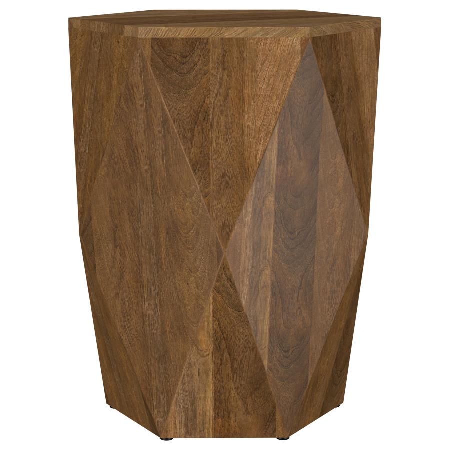 Zalika Hexagonal Solid Mango Wood End Table Natural - 724187