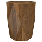 Zalika Hexagonal Solid Mango Wood End Table Natural - 724187