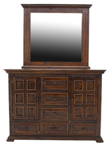 Chalet Walnut Queen Padded Bed Dresser Mirror & 4 Drawer Nightstand - CHALQWPR+CHALQWPH+CHALQWPF+3700DW+3722MW+3702N4W