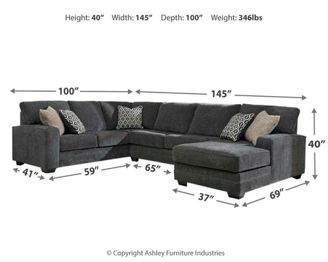 Tracling 3-Piece Sectional with Ottoman - 72600U1