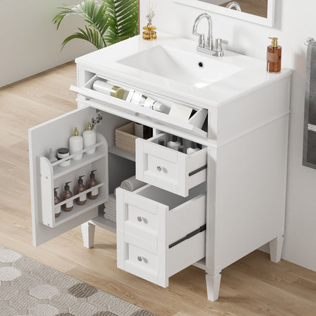 Bathroom Vanity With Top Sink, 2 Drawers & Tip Out Drawer