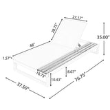 Chaise Lounge Set, 5 Position Adjustable, Flat Side Surface Storage