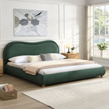 Upholstered Platform Bed Frame With Curved Headboard
