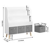 Bookshelf With 3 Bins, Storage Shelf For Toys And Books