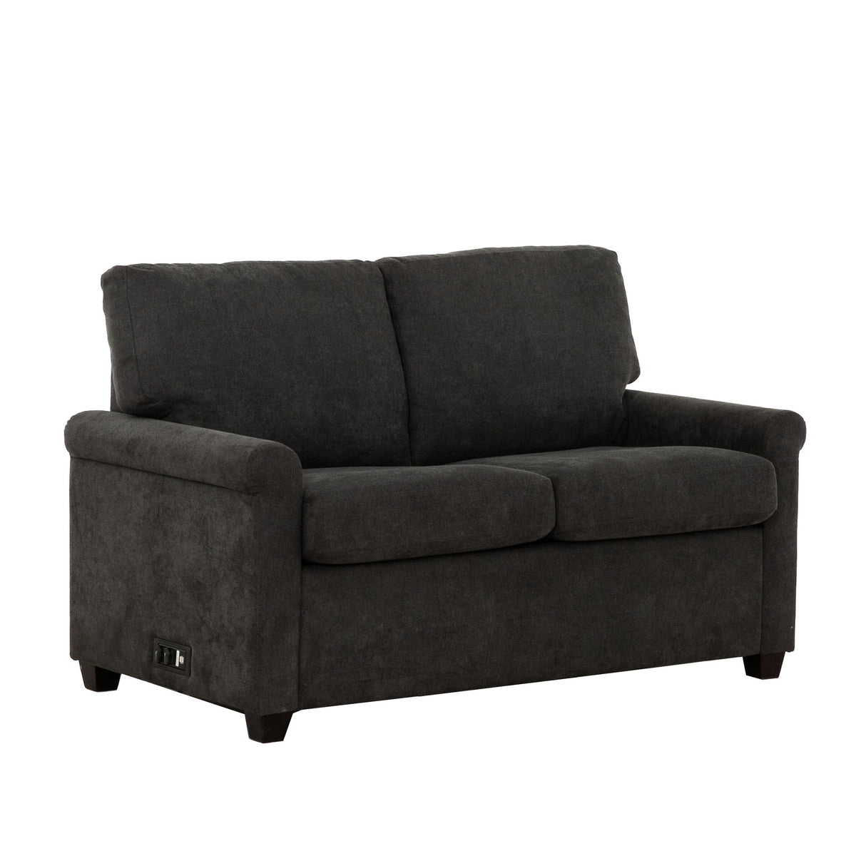 Convertible Twin Sleeper Sofa With USB Ports, 2 Seater Upholstered Loveseat - Dark Gray