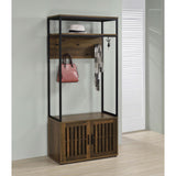 Flora - 2 Door Coat Rack Hall Tree Storage Bench And Multi Functional Storage - Natural