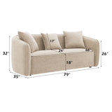 Keith - Sofa With 3 Pillows, Living Room Seating - Beige