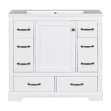 Modern Bathroom Vanity With Sink, 6 Drawers, Adjustable Shelf