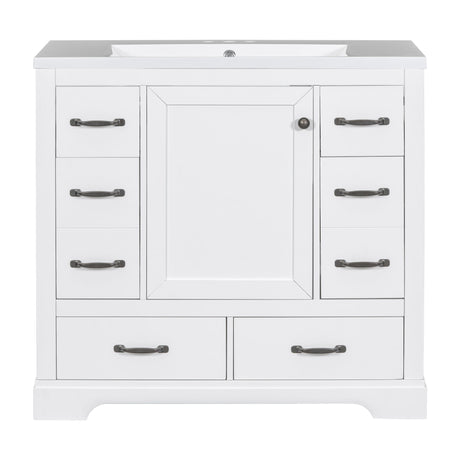 Modern Bathroom Vanity With Sink, 6 Drawers, Adjustable Shelf