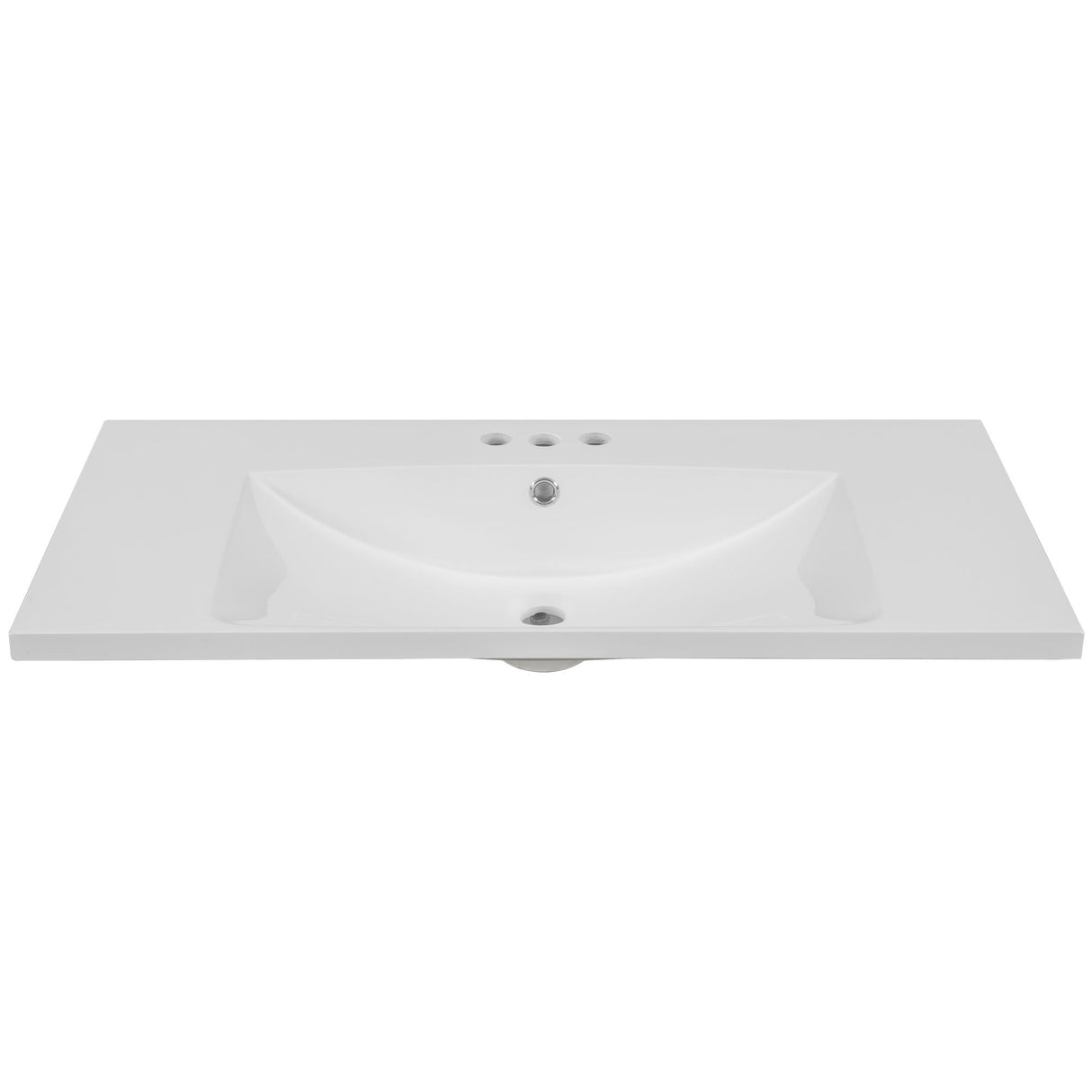 36" Single Bathroom Vanity Top With Undermount Basin, 3 Faucet Holes, Flat Edge - White
