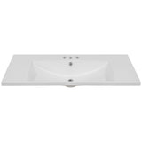 36" Single Bathroom Vanity Top With Undermount Basin, 3 Faucet Holes, Flat Edge - White