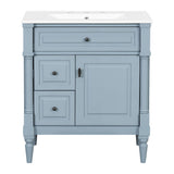 Modern Bathroom Vanity With Sink, Freestanding Cabinet With Flip Drawer & Adjustable Shelf