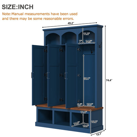 Classic Arched Design Hall Tree With 3 Hidden Storage