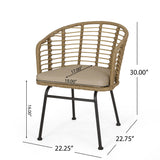 Randy - Modern Wicker Chair With Water Resistant Cushions - Brown / Beige