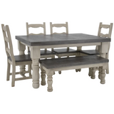 Mansion Dining Table 4 Chairs & Bench - MES55DT+SIL20DTx4+BAN30DT