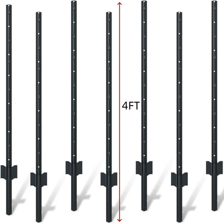 4 Foot U-Shaped Metal Garden Fence Posts Set For Wire Fencing