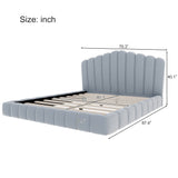 Queen Upholstered Bed Frame With Shell Shaped Headboard - Light Blue - Light Blue