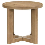 Kessler Round Sculptural Wood End Table Light Oak - 735987