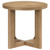 Kessler Round Sculptural Wood End Table Light Oak - 735987