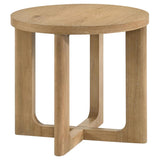 Kessler 2-piece Round Sculptural Wood Coffee Table Set Light Oak - 735988-S2
