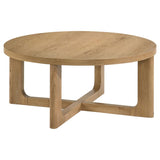 Kessler 2-piece Round Sculptural Wood Coffee Table Set Light Oak - 735988-S2