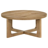 Kessler 2-piece Round Sculptural Wood Coffee Table Set Light Oak - 735988-S2