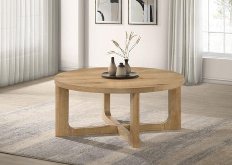 Kessler Round Sculptural Wood Coffee Table Light Oak - 735988