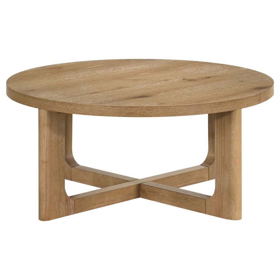 Kessler Round Sculptural Wood Coffee Table Light Oak - 735988